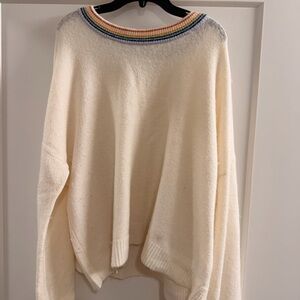 Madewell Cream Sweater with Multicolor Trim